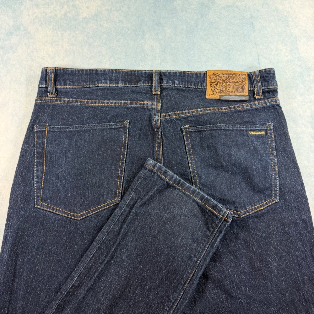 Volcom Vorta Slim Straight Jeans Mens 32 Dark Indigo Excellent Stretch Skate